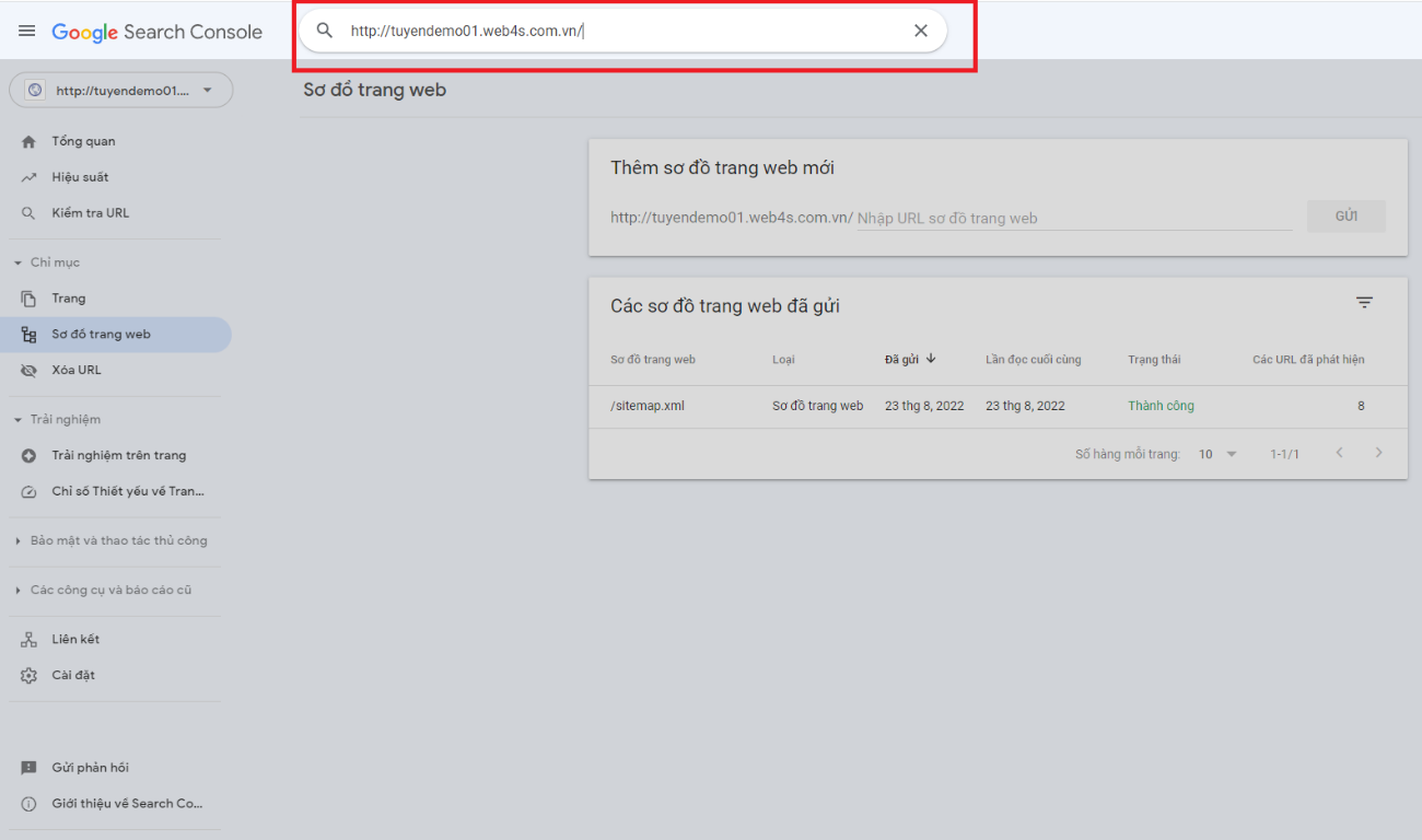 Nhập url, gõ Enter